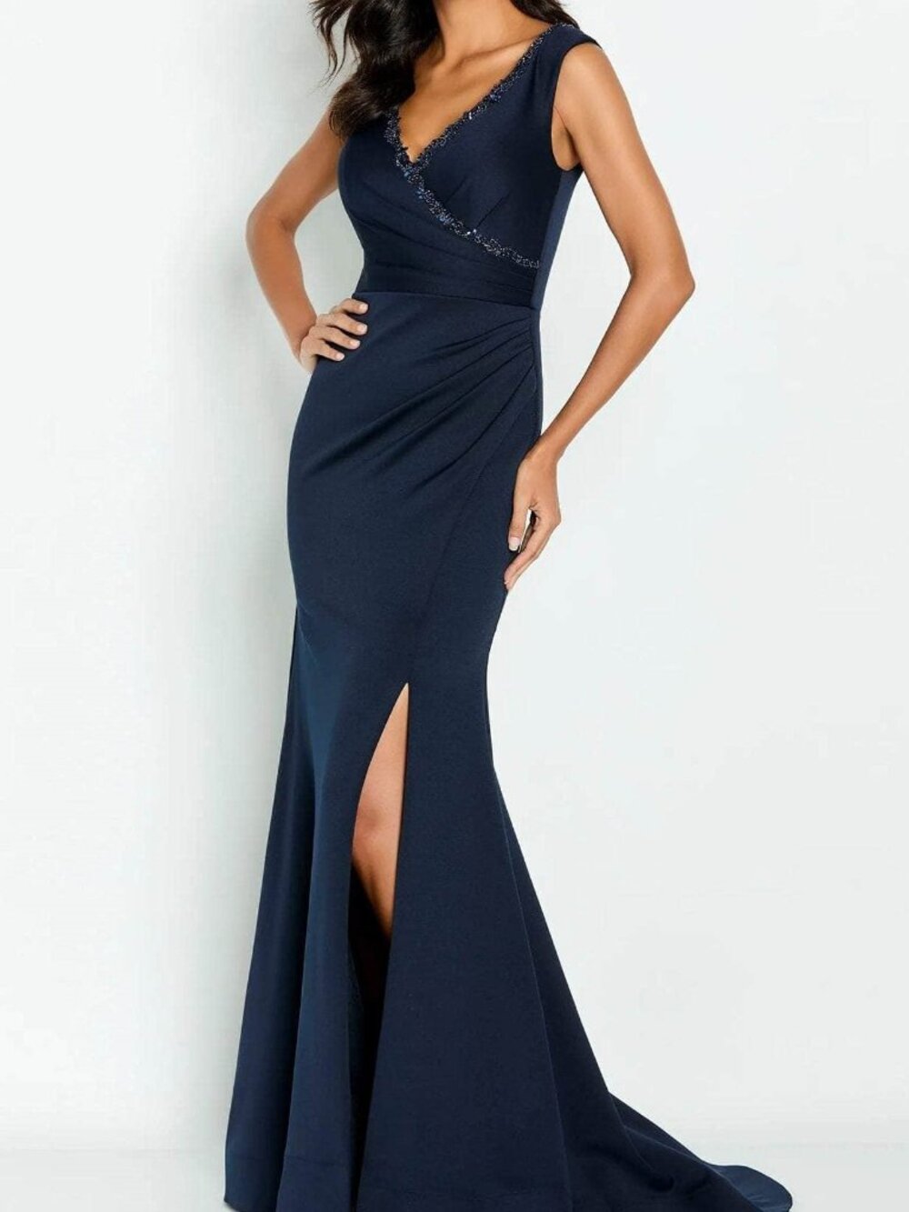 NWT Cameron Blake CB143 Crepe Mother of the Bride Dress Navy Size 12